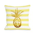 One Bella Casa One Bella Casa 74996PL16 Tropical Stripes Pineapple Pillow; Yellow - 16 x 16 in. 74996PL16